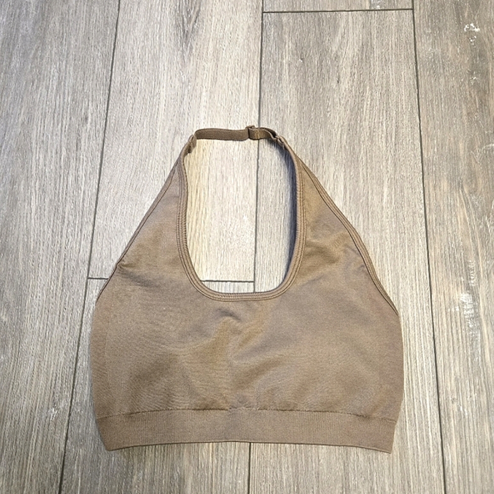 Women's Best Brown Halter Adjustable Sports Bra MEDIUM